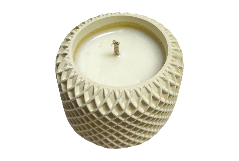 Geometric Carved Textured Cement Jar Candle