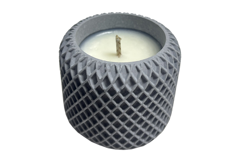 Geometric Carved Textured Cement Jar Candle