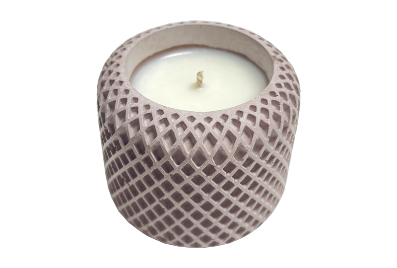 Geometric Carved Textured Cement Jar Candle
