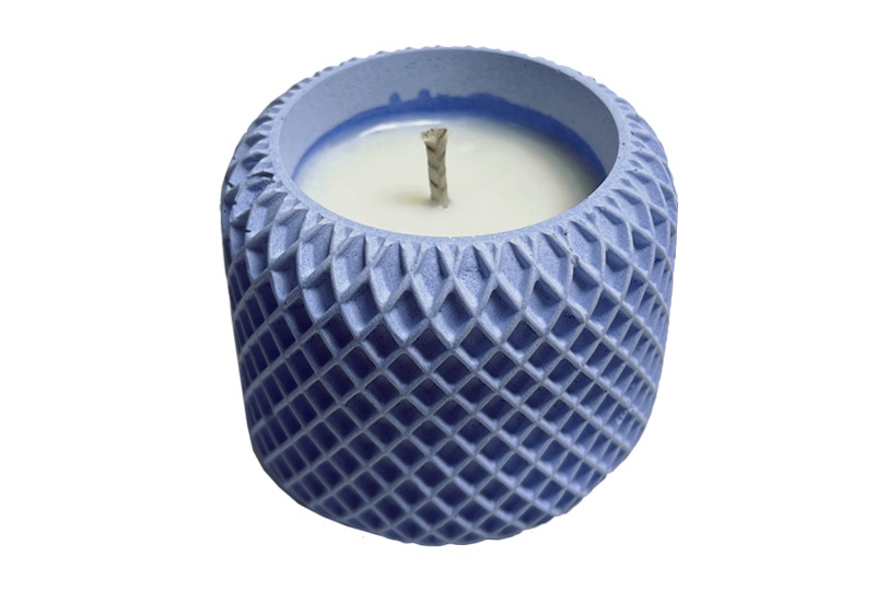 Geometric Carved Textured Cement Jar Candle