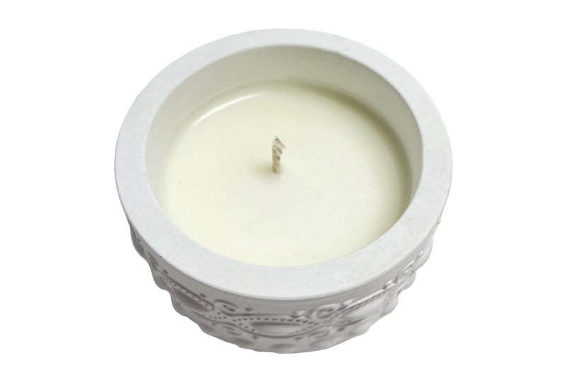 Embossed Pastel Blue Minimalist Cement Jar Candle