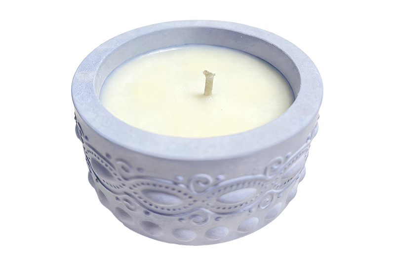 Embossed Pastel Blue Minimalist Cement Jar Candle