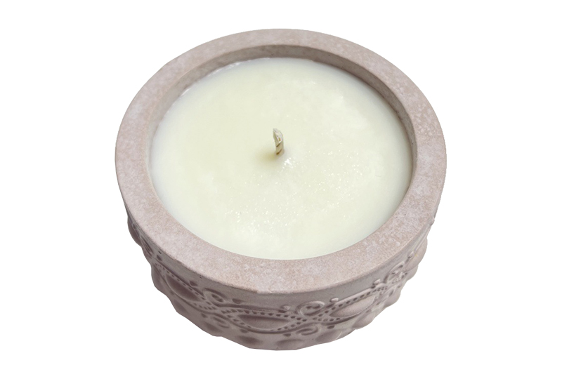 Embossed Pastel Blue Minimalist Cement Jar Candle