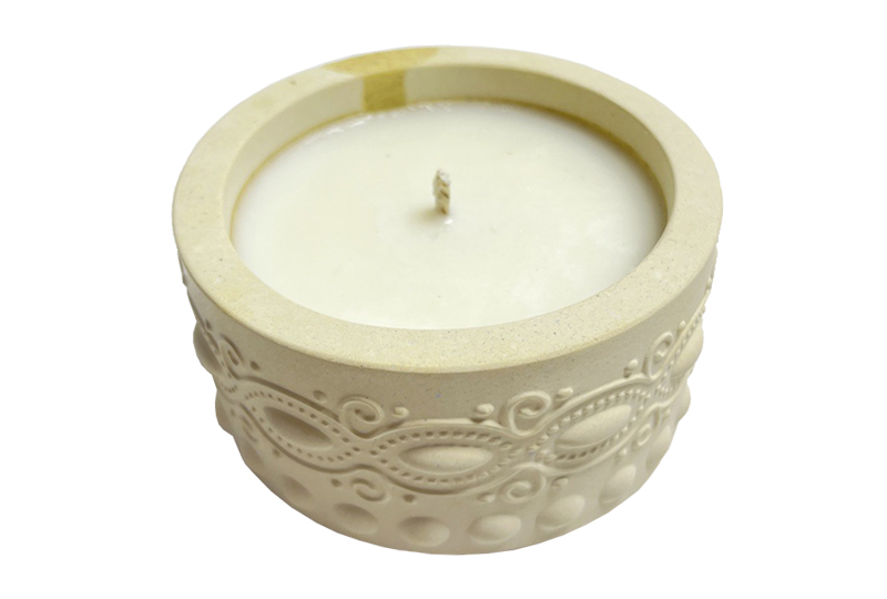 Embossed Pastel Blue Minimalist Cement Jar Candle