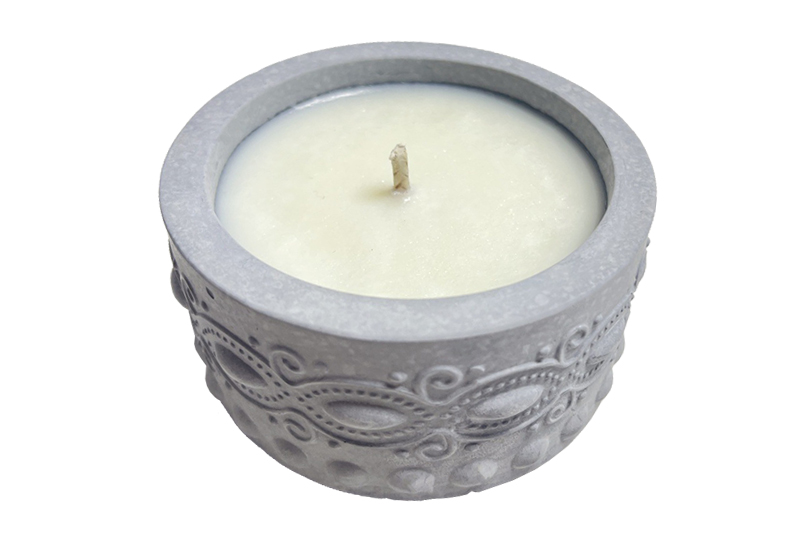Embossed Pastel Blue Minimalist Cement Jar Candle