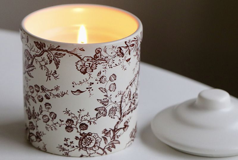 Botanical Vintage Pattern Ceramic Jar Candle