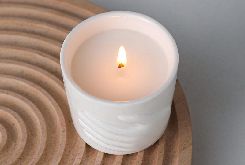 Elegant Hand-Relief Minimalist Ceramic Jar Candle