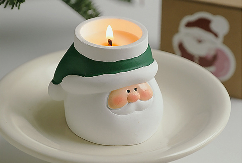 Santa Claus Head Plaster Cup Festival Series Handmade Soy Wax Candle