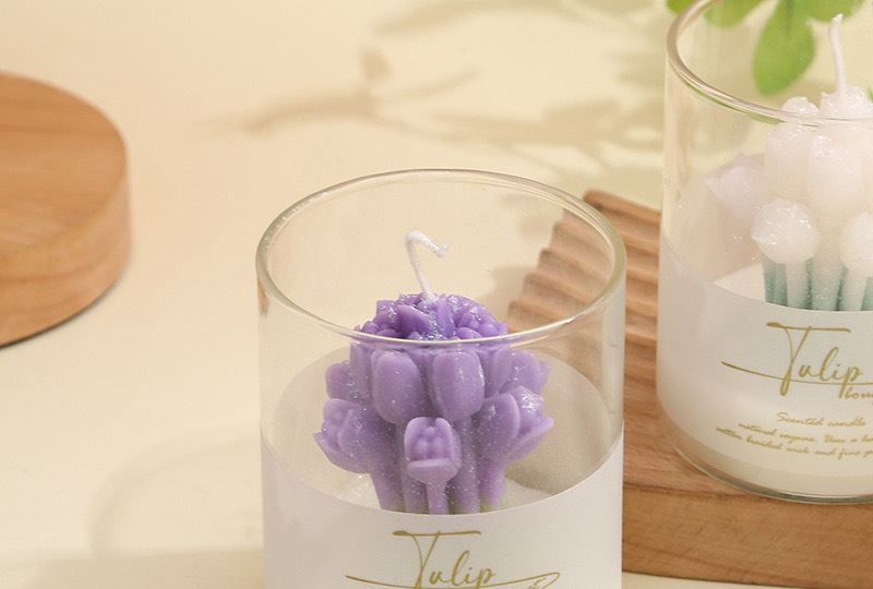 Tulip Bouquet Flower Series Handmade Candle in Glass Cup