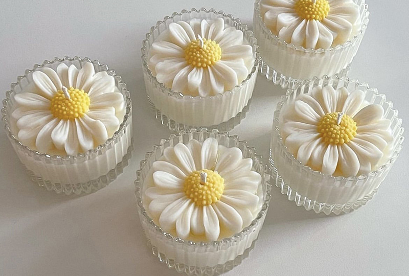 Chamomile Flower Series Handmade Aromatherapy Soy & Beeswax Cup Candle