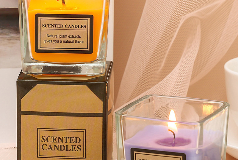 Elegant Square Glass Jar Candle