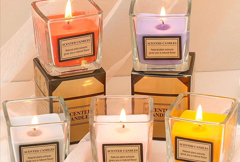 Elegant Square Glass Jar Candle