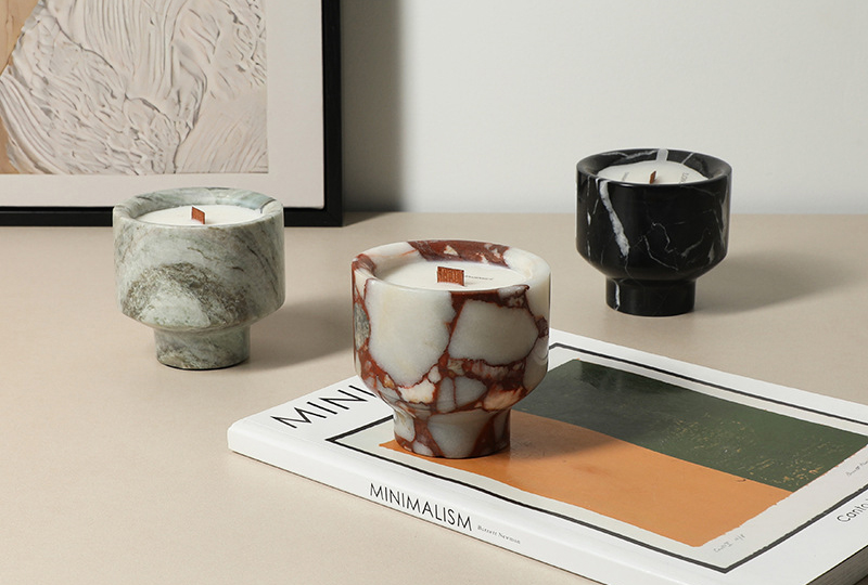 Natural Veined Minimalist Marble Jar Candle