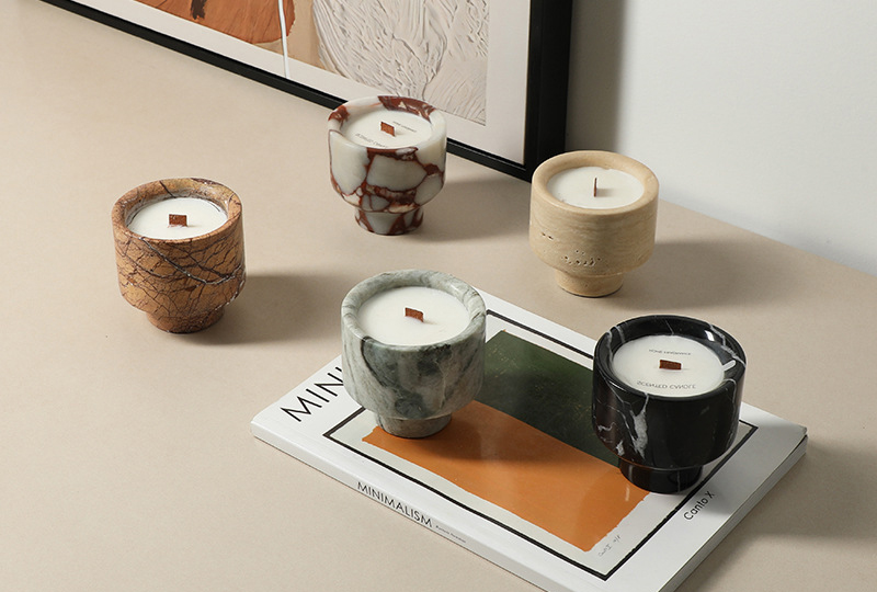 Natural Veined Minimalist Marble Jar Candle