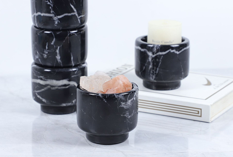 Elegant Black Marble Jar Candle