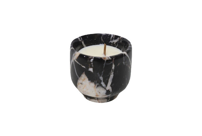 Elegant Black Marble Jar Candle