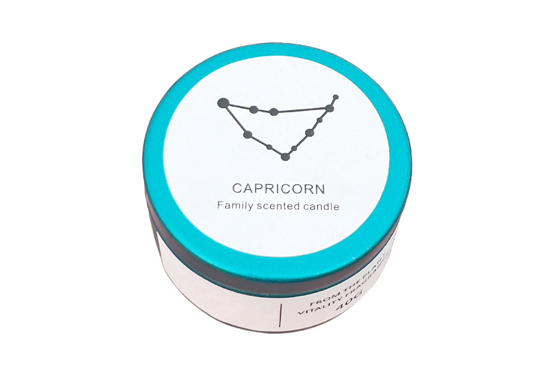 Zodiac Constellation Teal-Lid Metal Jar Candle