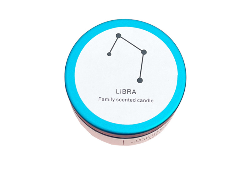Zodiac Constellation Teal-Lid Metal Jar Candle