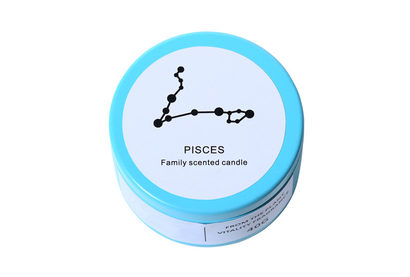 Zodiac Constellation Teal-Lid Metal Jar Candle