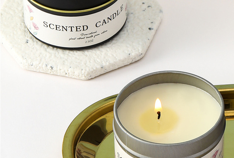 Minimalist Floral Scented Travel Metal Jar Candle