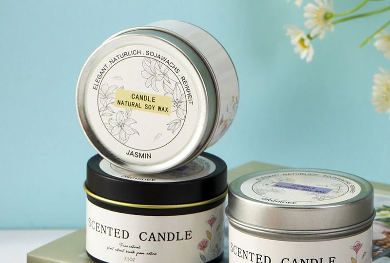 Minimalist Floral Scented Travel Metal Jar Candle