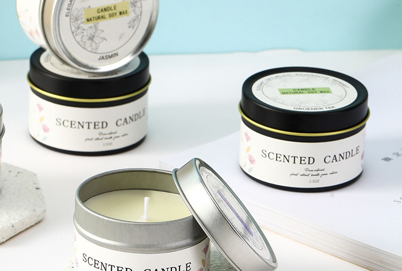 Minimalist Floral Scented Travel Metal Jar Candle