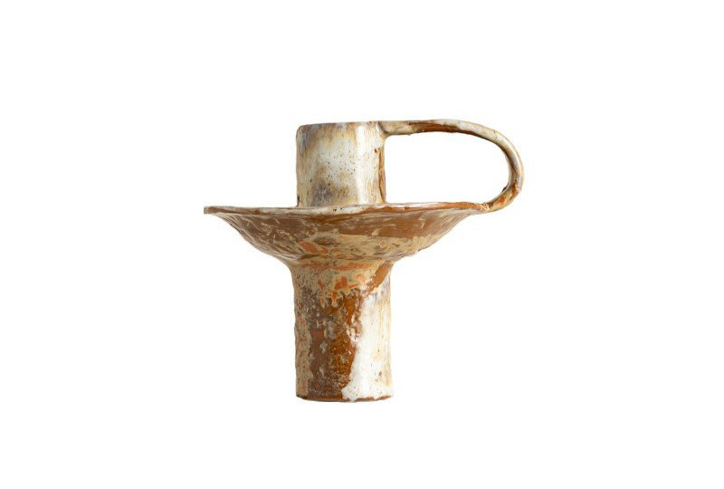 Rustic Brown Glazed Ceramic Candle Holder