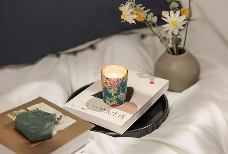 Floral Glass Tealight Candle Set Gift Box