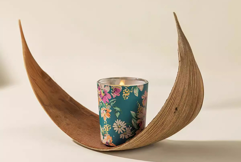 Floral Glass Tealight Candle Set Gift Box