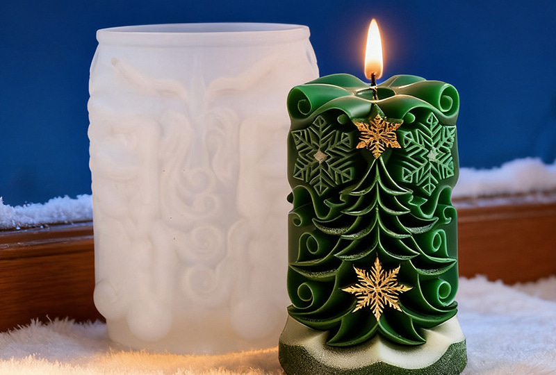 Christmas Tree Relief Silicone Candle Mold
