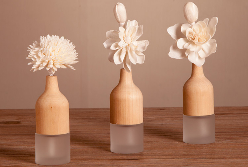 Frosted Glass Wood Flower Aromatherapy Diffuser Set