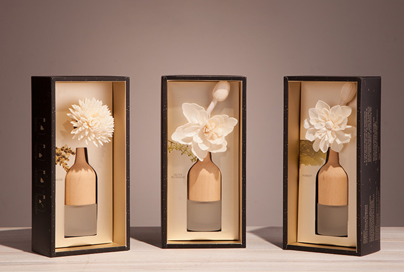 Frosted Glass Wood Flower Aromatherapy Diffuser Set