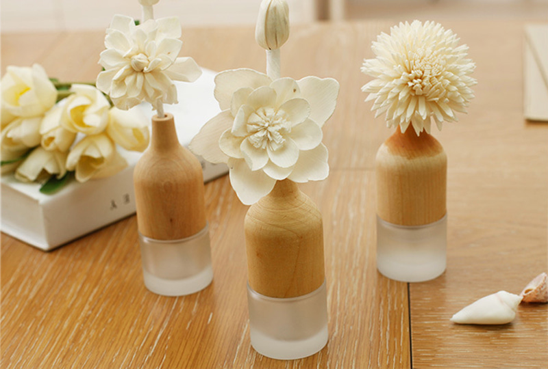 Frosted Glass Wood Flower Aromatherapy Diffuser Set