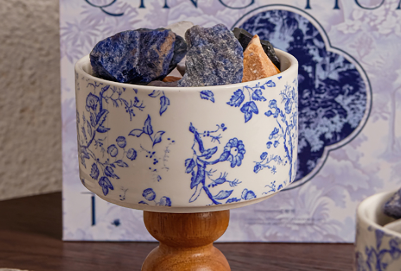 Chinese Style Blue-White Porcelain Crystal Diffuser Set