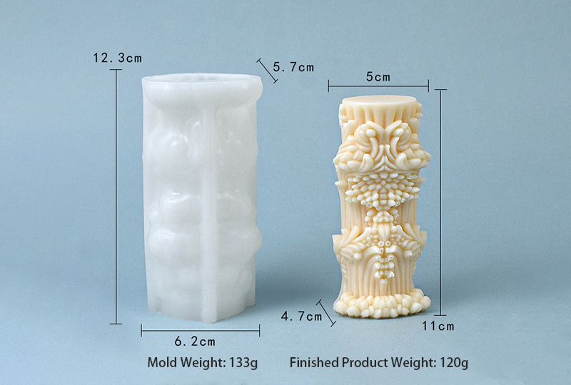 3D Baroque Column Silicone Candle Mold