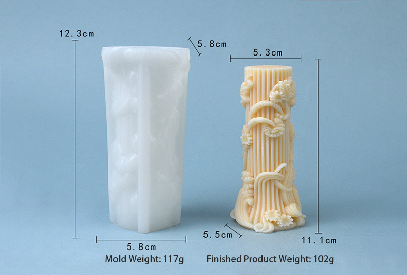 3D Baroque Column Silicone Candle Mold