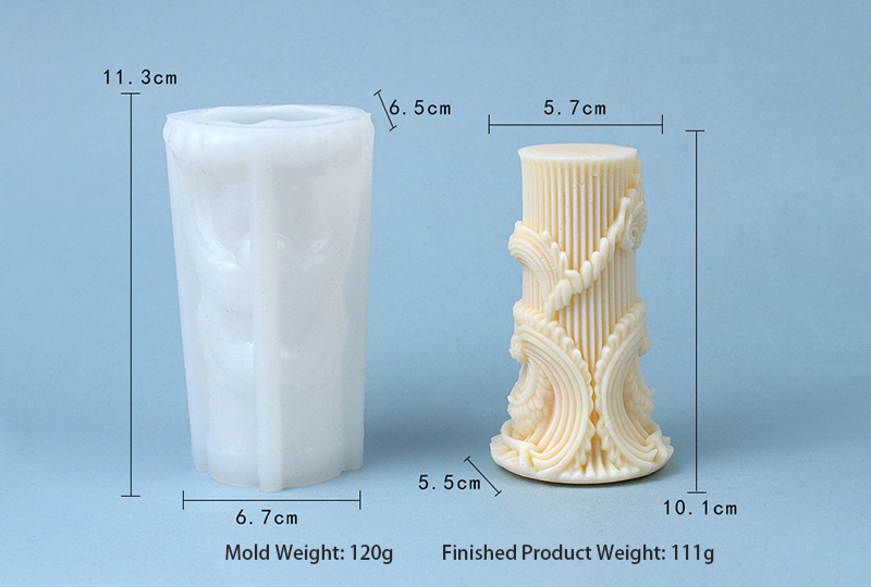 3D Baroque Column Silicone Candle Mold