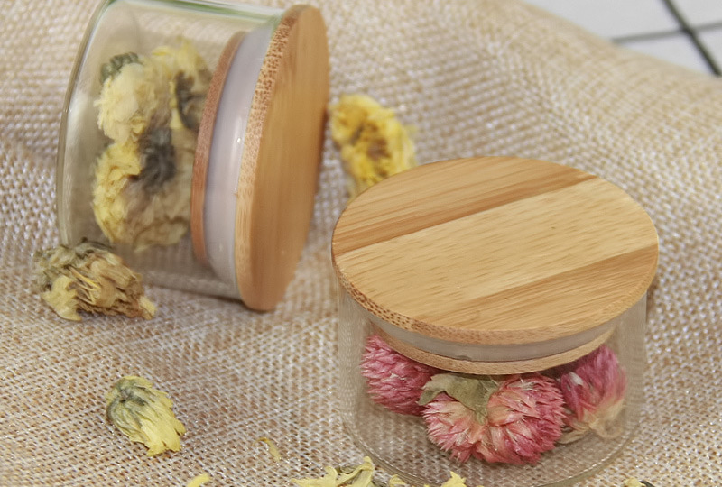 Clear Candle Glass Jar with Bamboo Lid
