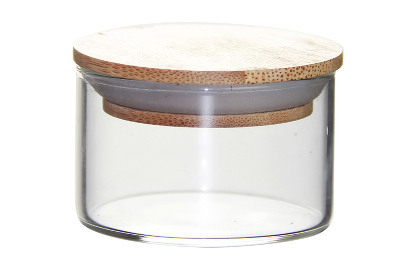 Clear Candle Glass Jar with Bamboo Lid