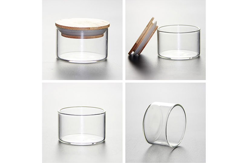 Clear Candle Glass Jar with Bamboo Lid