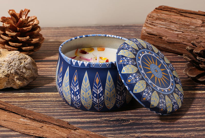 Mandala Pattern Decorative Metal Jar Candle Container