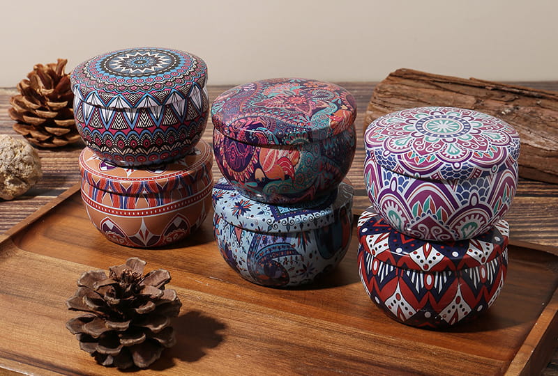 Mandala Pattern Decorative Metal Jar Candle Container