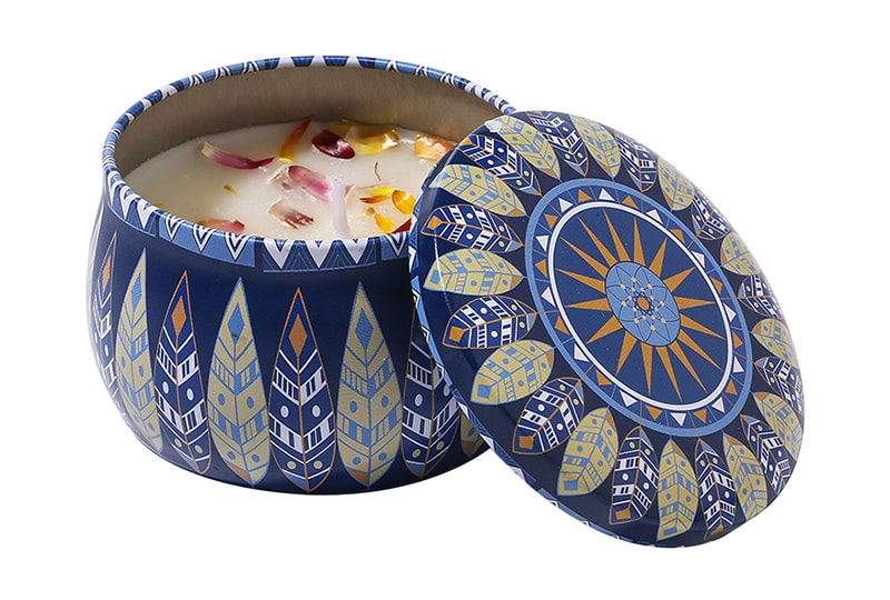 Mandala Pattern Decorative Metal Jar Candle Container