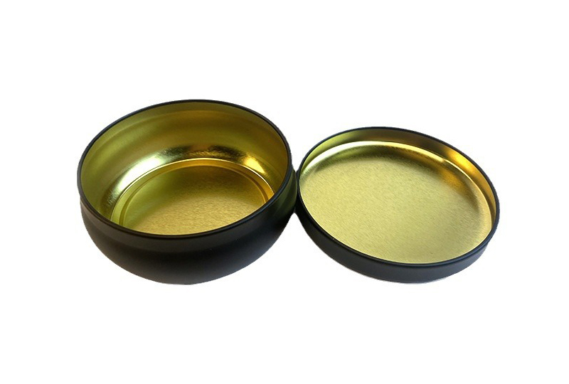 Round Black Candle Metal Jar with Lid