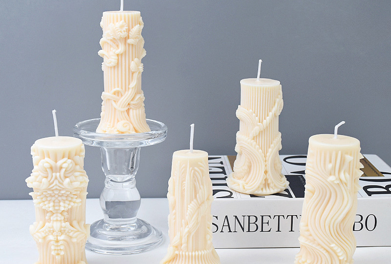 3D Baroque Column Silicone Candle Mold
