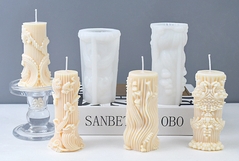 3D Baroque Column Silicone Candle Mold