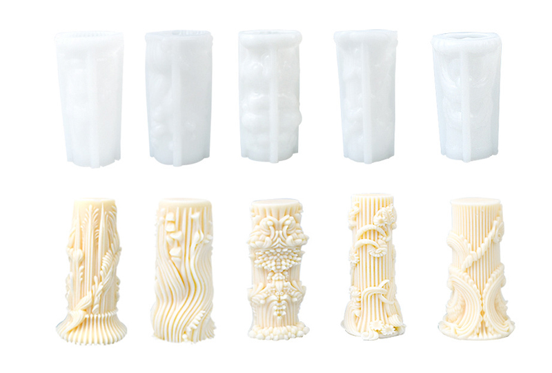 3D Baroque Column Silicone Candle Mold