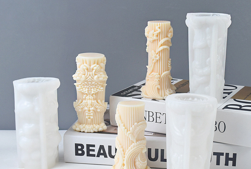 3D Baroque Column Silicone Candle Mold