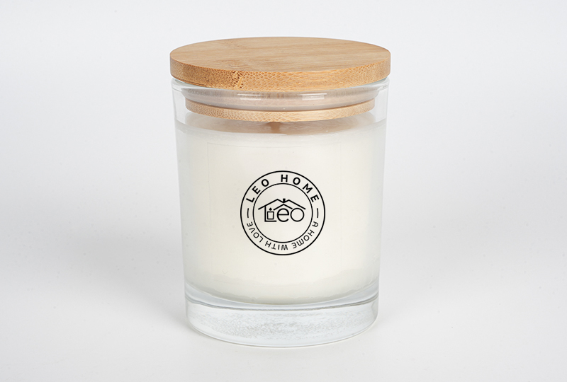 Gold-Lid Rose-Print Glass Jar Candle
