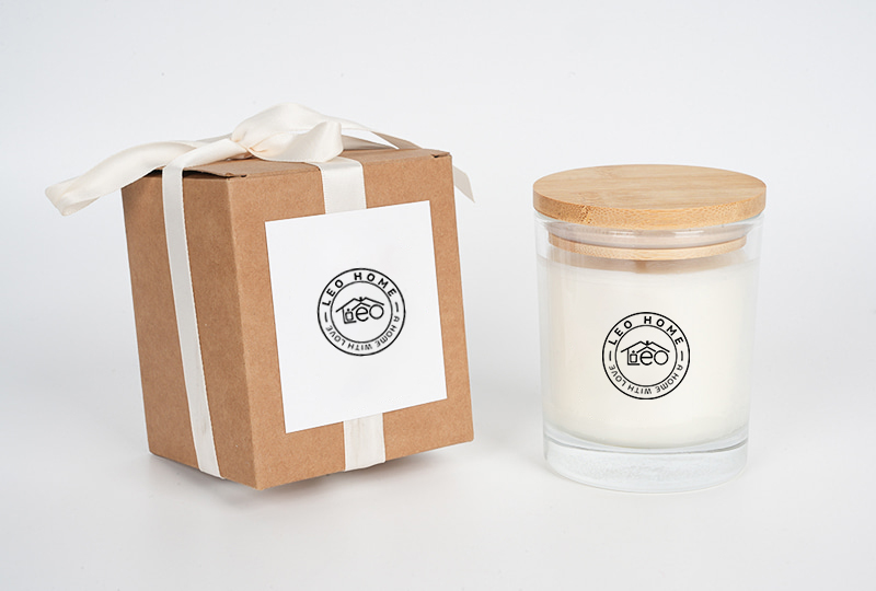 Gold-Lid Rose-Print Glass Jar Candle
